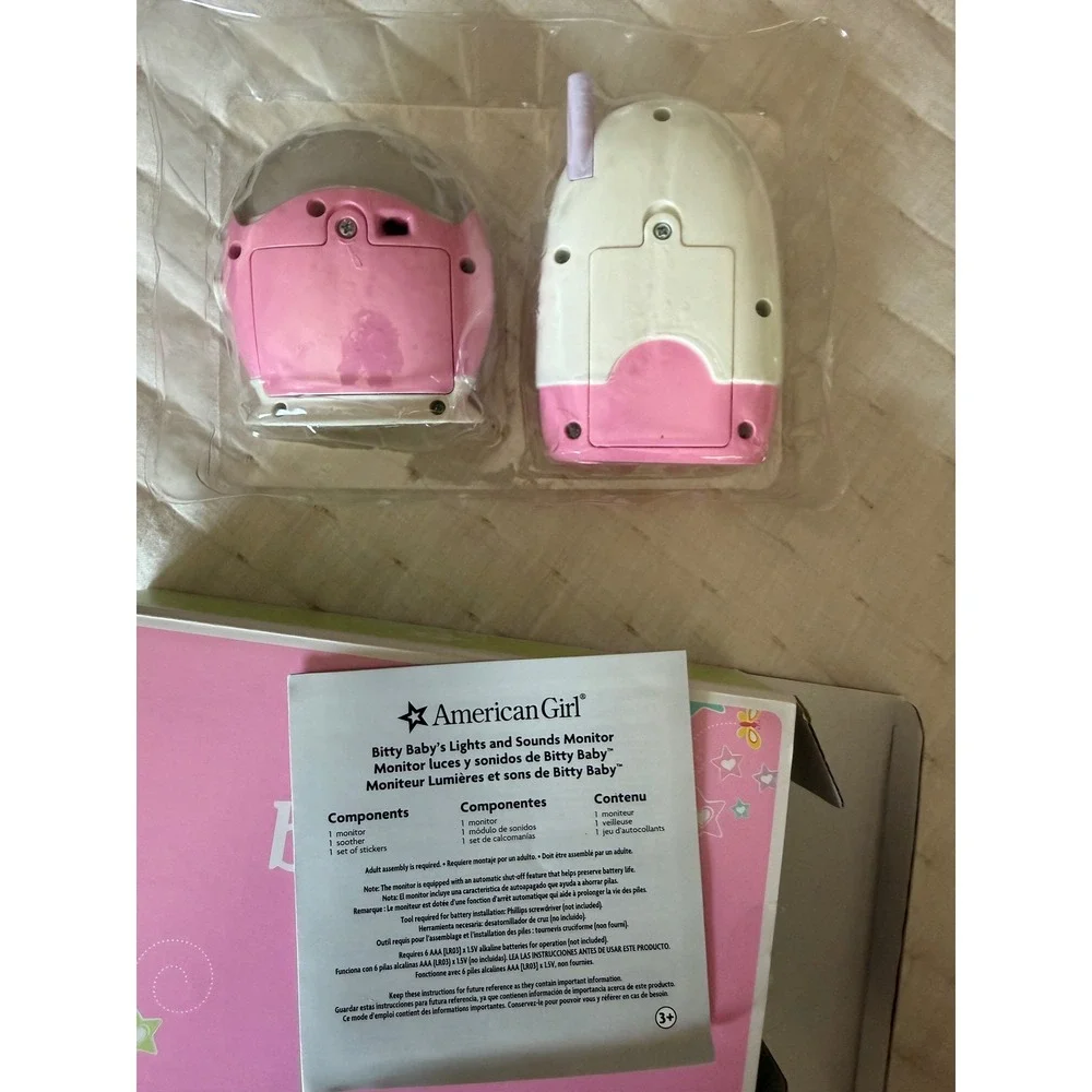 American Girl Bitty Baby Lights and Sounds Monitor Set with Stickers and Box